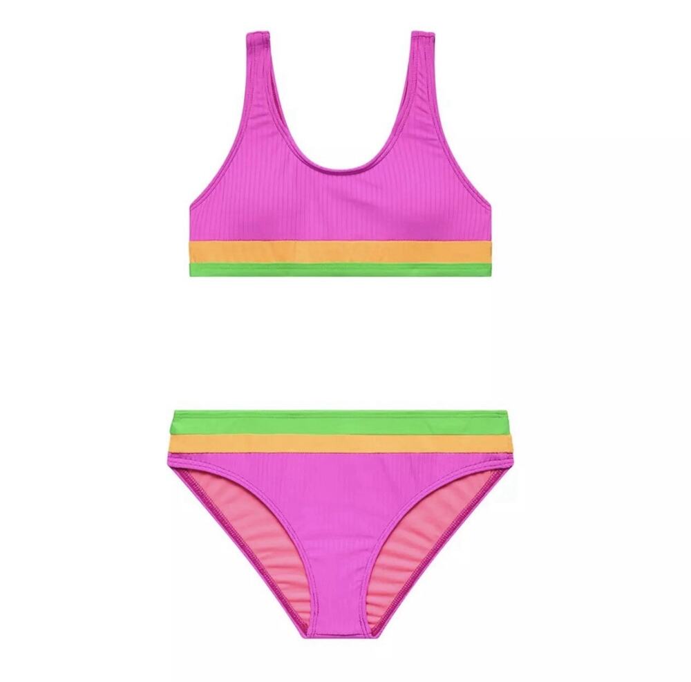 Girls' Beach Lingo Rays For Days Colorblock Swim Bikini Set Size 10 (Q21)